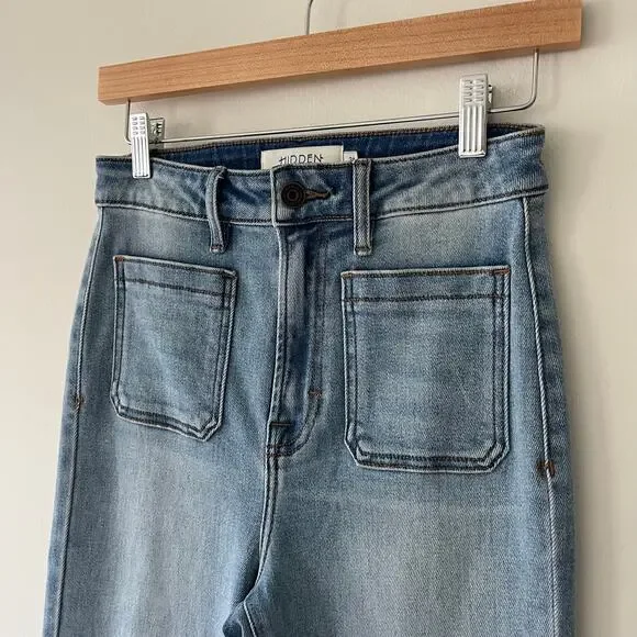 Hidden Los Angeles Happi Crop Light Wash Crop Flare Denim Jeans, Size 26 - Picture 12 of 12